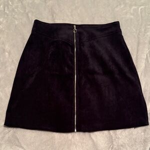 Forever21 Navy Front-Zip A-Line suede mini Skirt size L